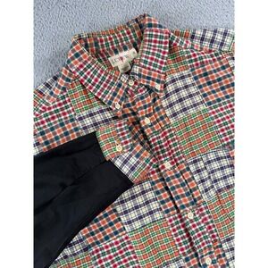 Vintage J. Crew Oarsman Shirt Men's Medium Madras Plaid Patchwork Long Sleeve